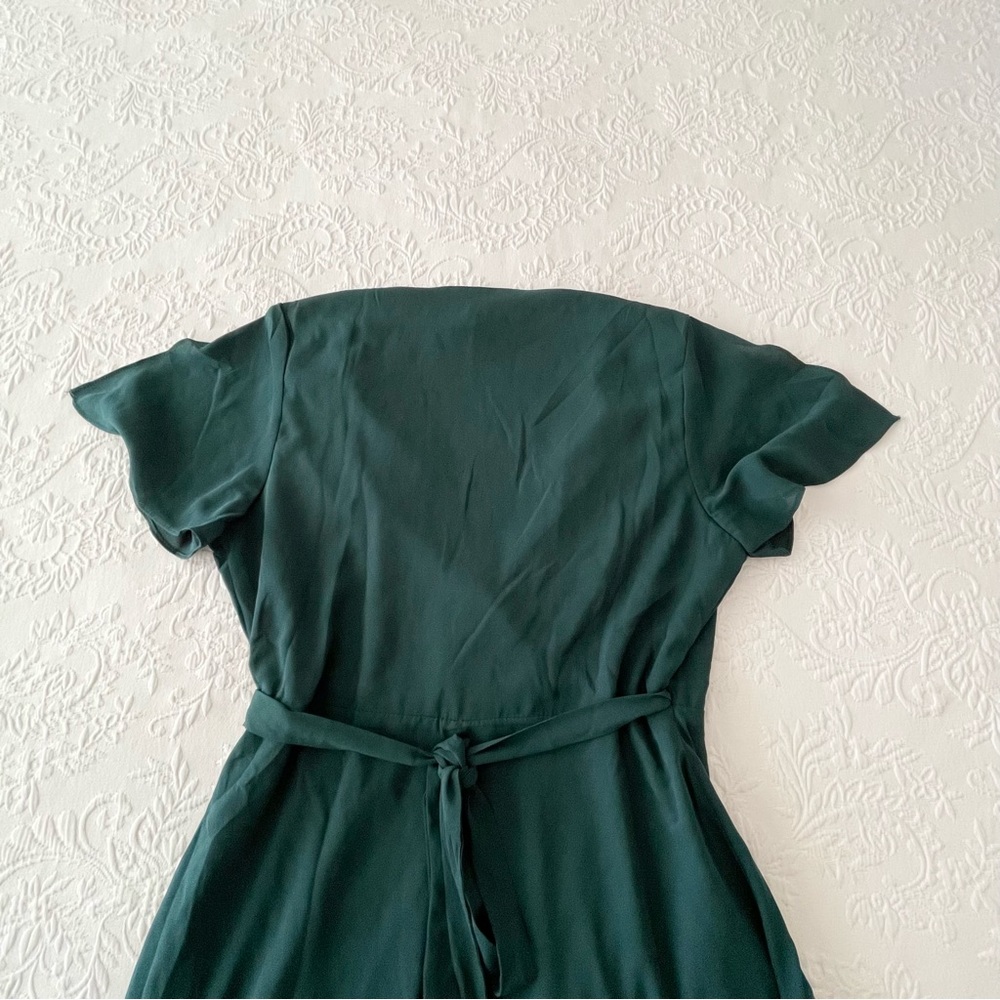 NWT Lulus Rise to the Occasion Emerald Green Midi Wrap Dress Large - Picture 5 of 8